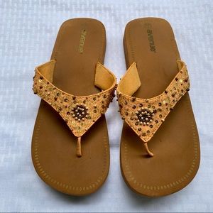 Avenue sequined flip flops!